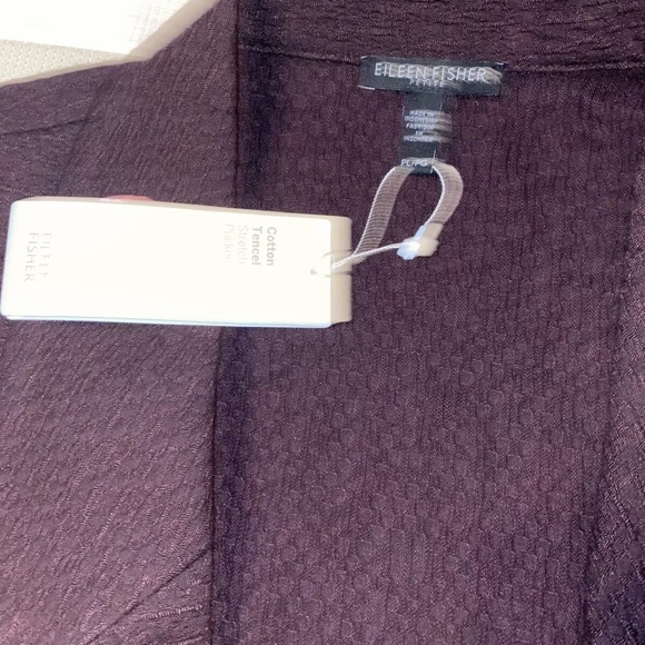 Eileen Fisher Cotton Tencel Stretch Pucker Notch Collar Jacket  PL NWT $358 - Picture 9 of 12